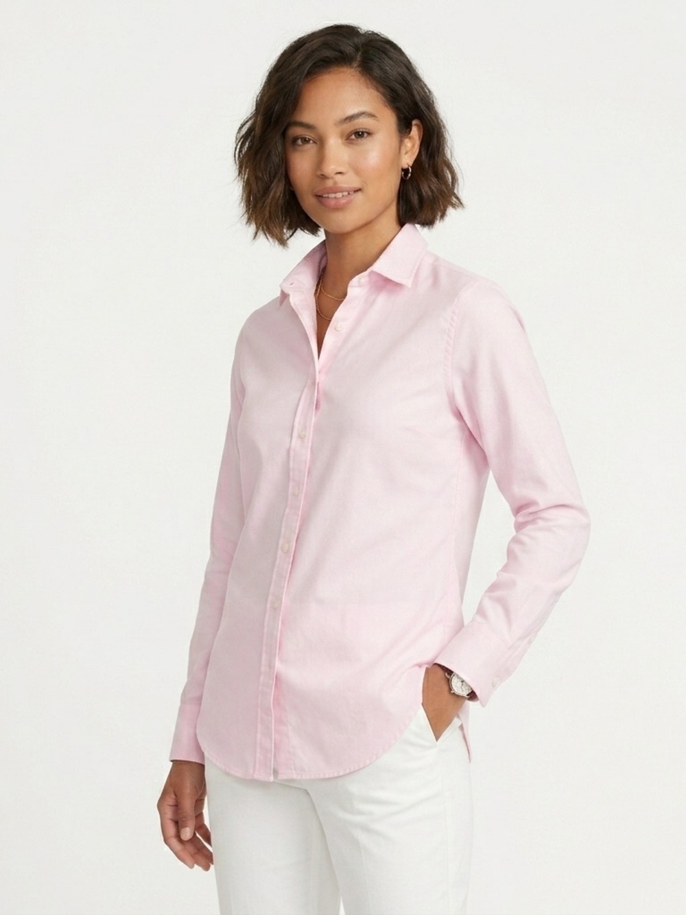 Kirrin Finch Pink Cotton Menswear Inspired Dress Shirt Made In Italy Size 6